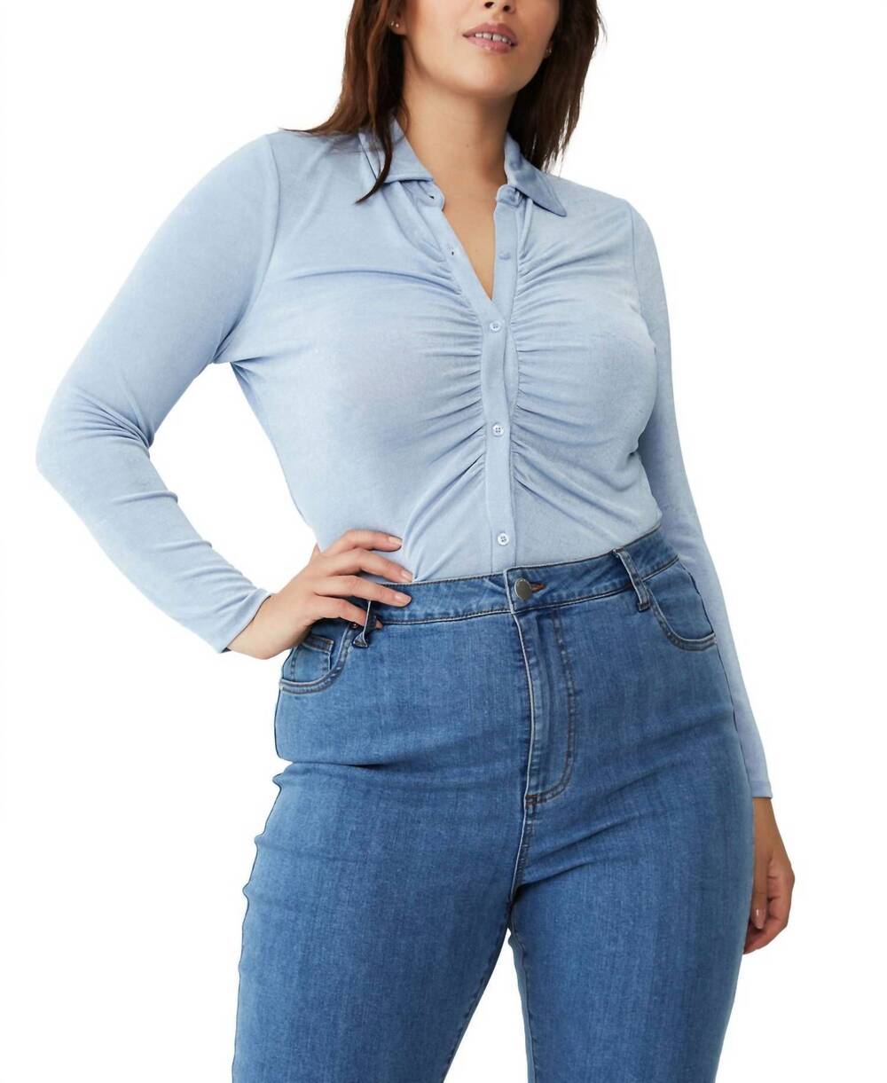 NEW COTTON ON trendy plus size bowie button front shirt top in soft blue